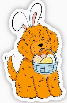 Golden Doodle Bunny Ears Sticker