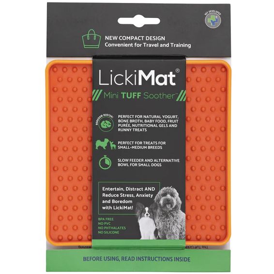 LickiMat Mini Tuff Soother, Colour: Orange