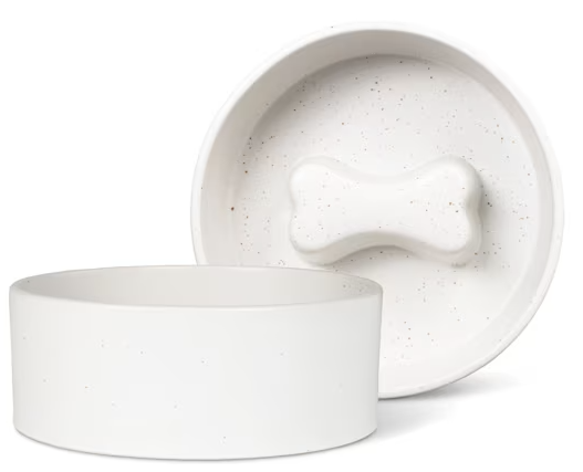 Medium Speckled Bone Slow Feeder Pet Bowl