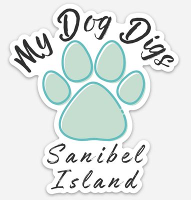 My Dog Digs Sanibel Island Paw Print - Sticker