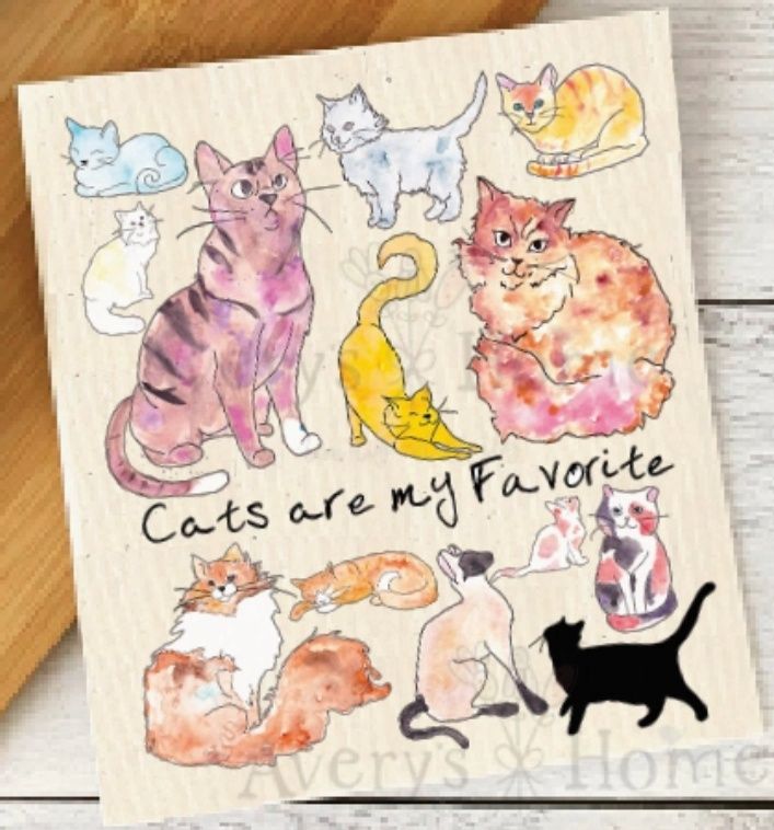 Cats Are My Favorite - Swedish Dishcloth