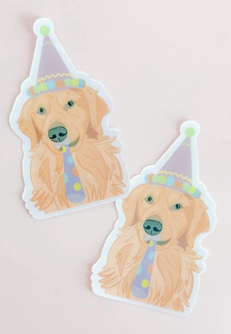 Golden Retriever Birthday Sticker