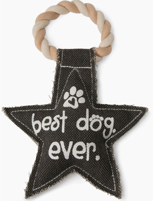 Best Dog Ever - 9.5&quot; Canvas Dog Toy On Rope