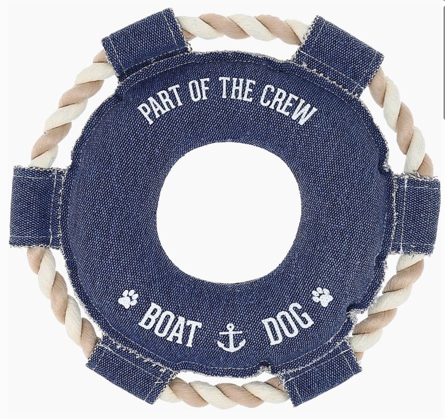 Boat Dog - 10.75&quot; X 10.75&quot; Canvas Dog Toy On Rope