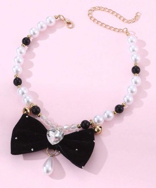 Pearl Beaded Pet Necklace With Pendant