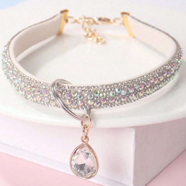 Opalescent Rhinestone Pet Necklace