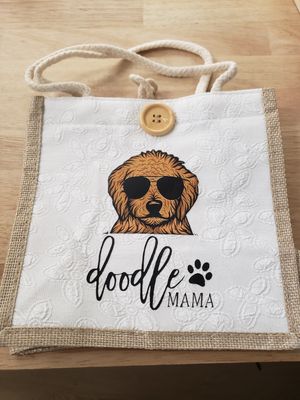 Doodle Mama Linen Tote Bag