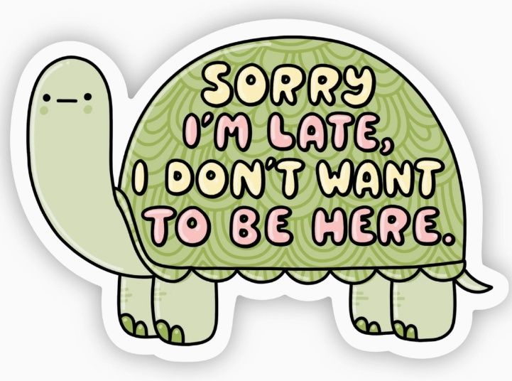 &quot;Sorry I&#39;m Late, I Don&#39;t Want To Be Here&quot; Turtle Sticker