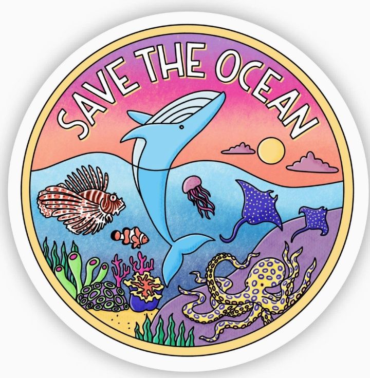 &quot;Save the Ocean&quot; Coral Reef Sticker