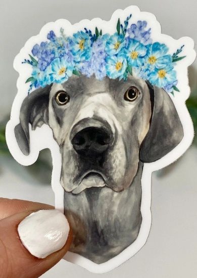 Great Dane with Flower Crown Sticker