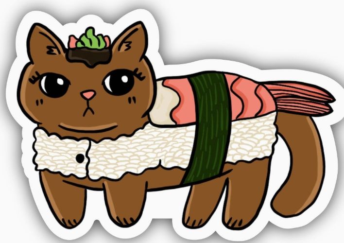 Cat Sushi Halloween Costume Sticker