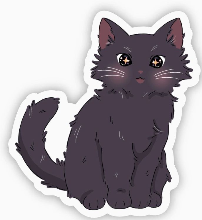 Anime Sitting Black Cat Sticker