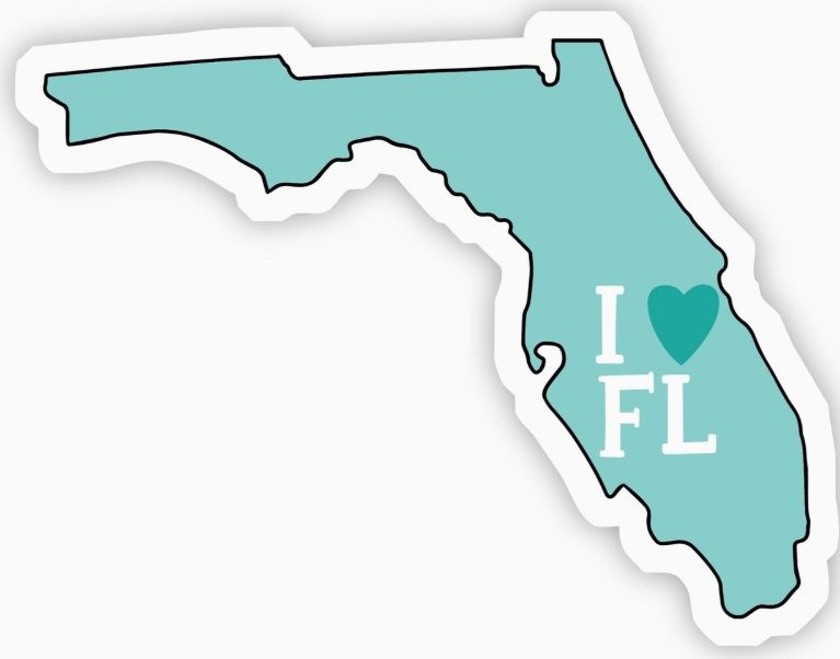 I Love Florida Teal Sticker