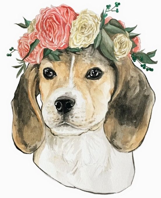 Flower Crown Beagle Sticker