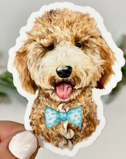 Goldendoodle with Bow Tie Sticker