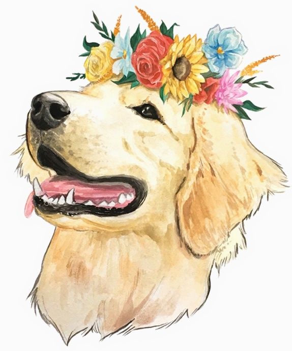 Flower Crown Golden Retriever Sticker