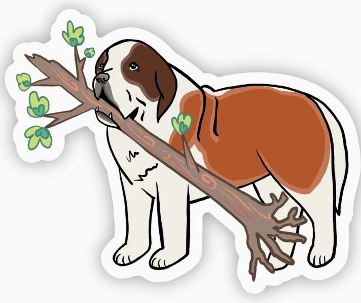 St. Bernard Chewing Stick Sticker