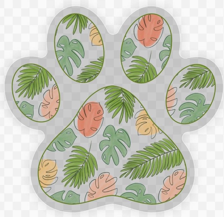 Multicolor Plant Paw Print Clear Sticker