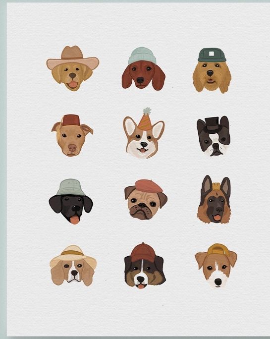 Dogs In Hats Art Print