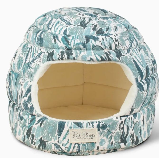 Pastel Floral Soft Teal Pet Bed Hut
