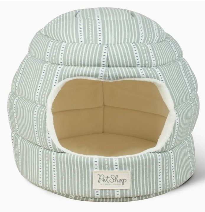 Block Stripe Dusty Sage Pet Bed Hut