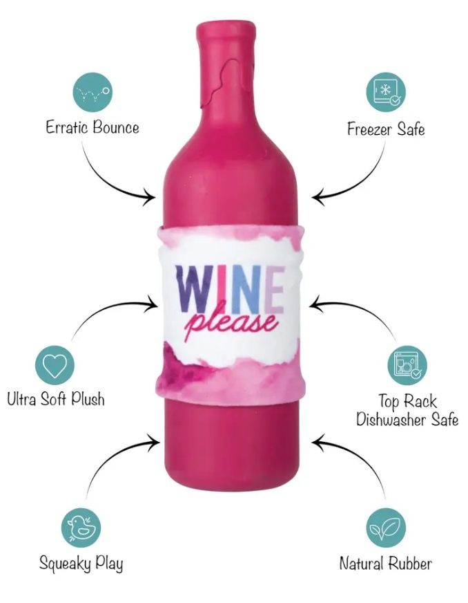 Wine Please Rubber/Plush Dog Toy