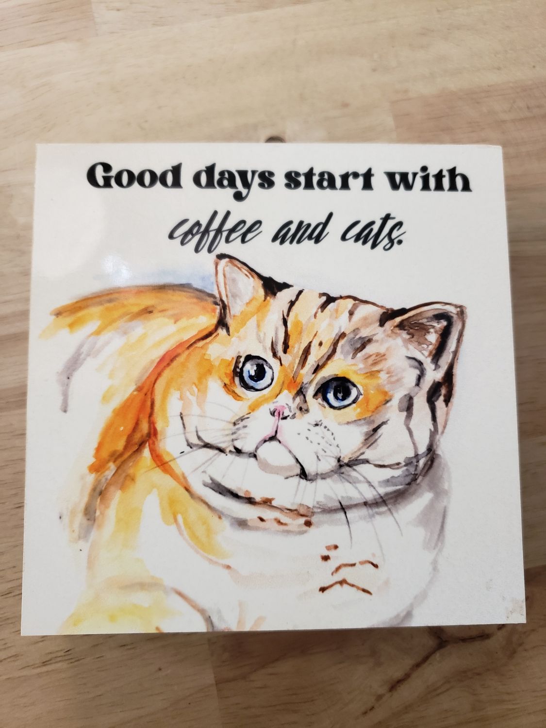 Good Days Start With Coffee And Cats Block Sign