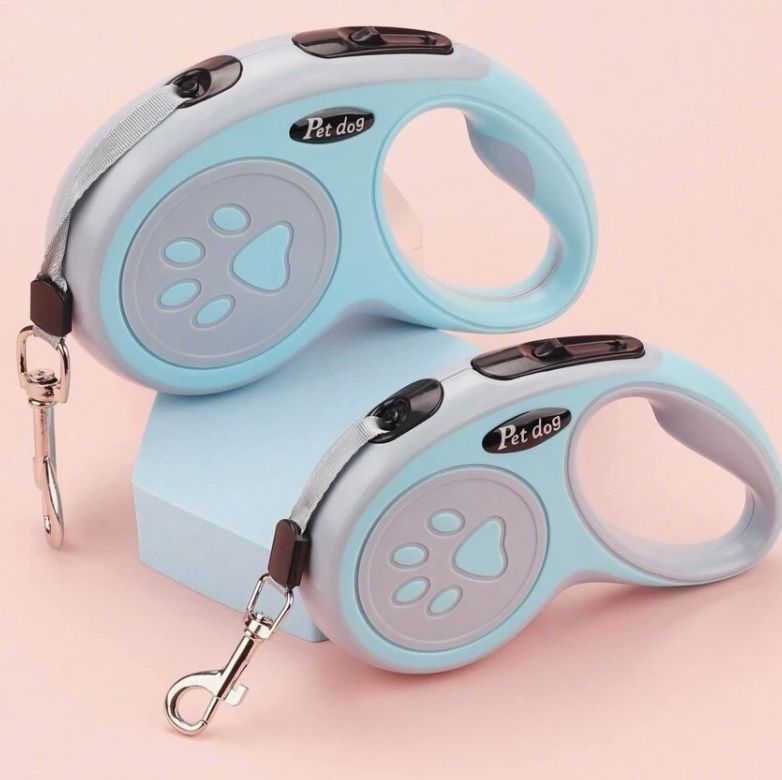Retractable Dog Leash With Paw Print 3m, Colour: Blue