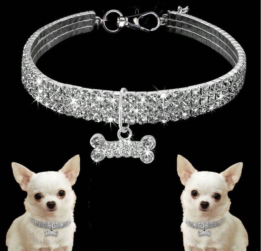 White Rhinestone Necklace For Cats And Dogs, Size: S