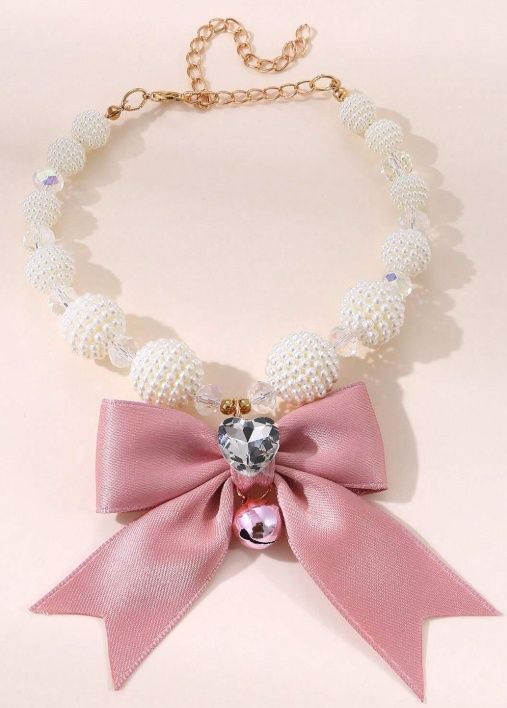 Pearl Necklace With Bowknot Cat Collar