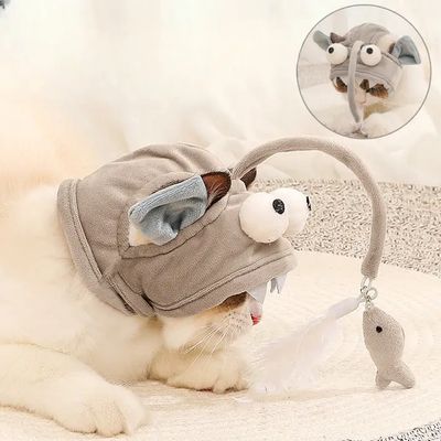 Grey Feathered Anglerfish Cat Hat
