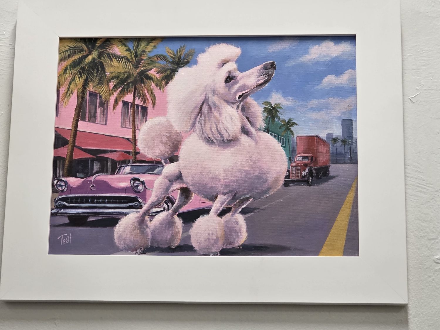 Adrian Teal Poodle Original &quot;Poodle Promenade&quot;