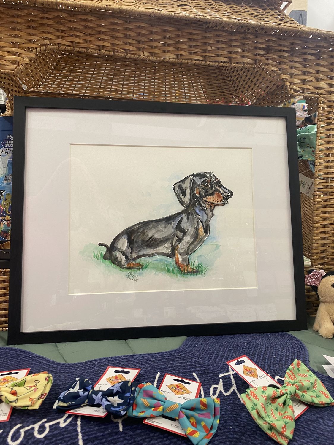 Black Dachshund Original Watercolor