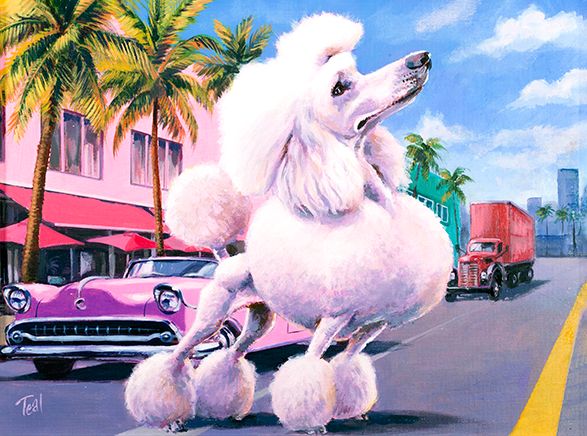 Poodle Promenade Print, Size: 5 x 7