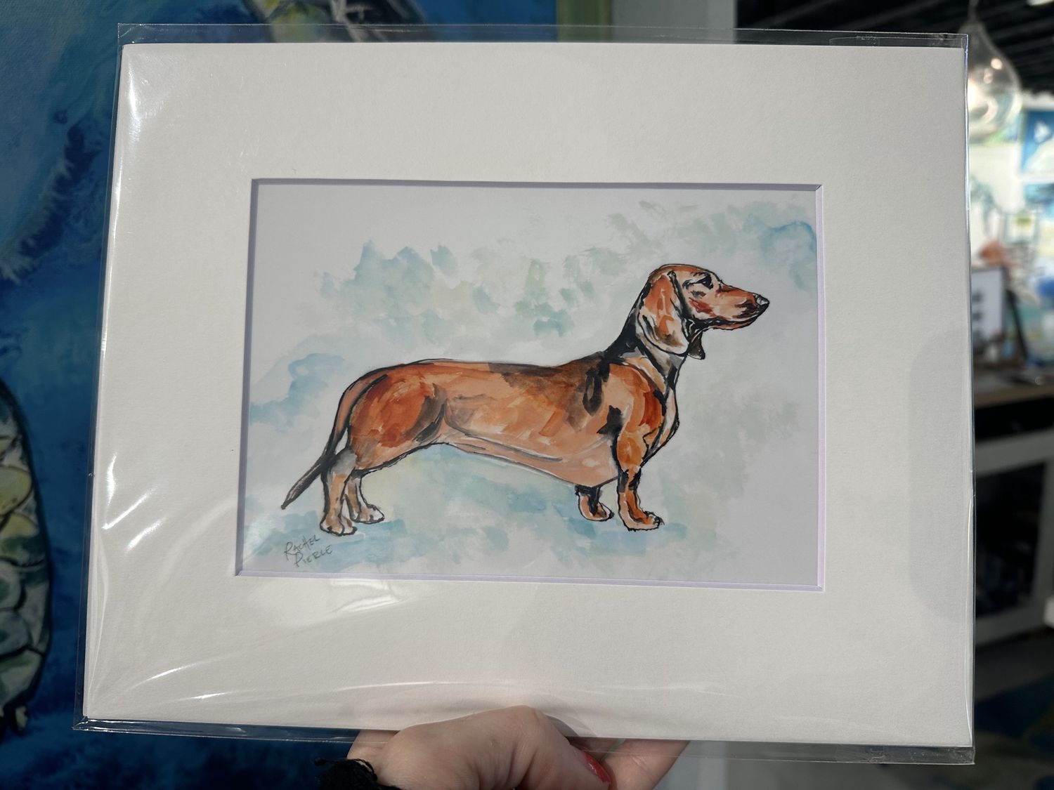 Rachel Pierce &quot;Brown Dachshund&quot; Matted Print