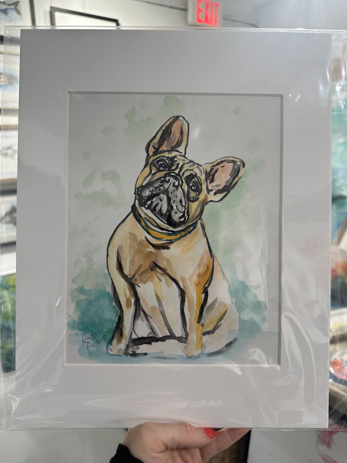 Rachel Pierce &quot;Sitting Frenchie&quot; Matted Print