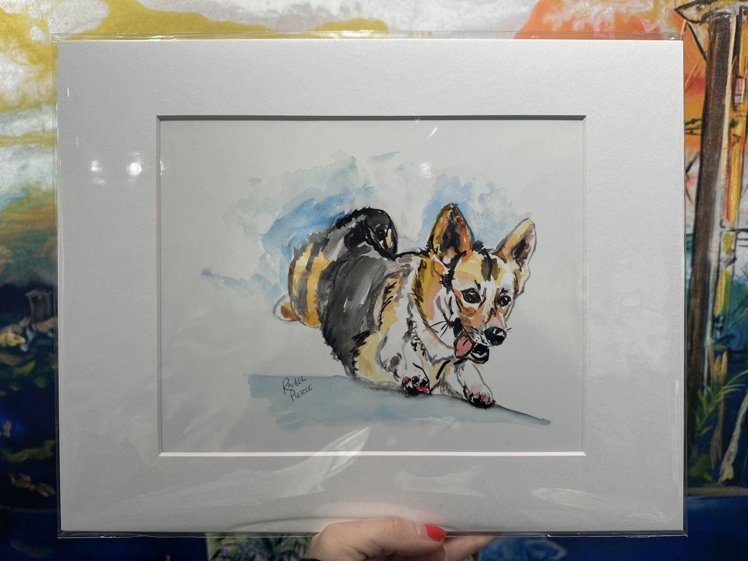 Rachel Pierce &quot;Leaping Corgi&quot; Matted Print
