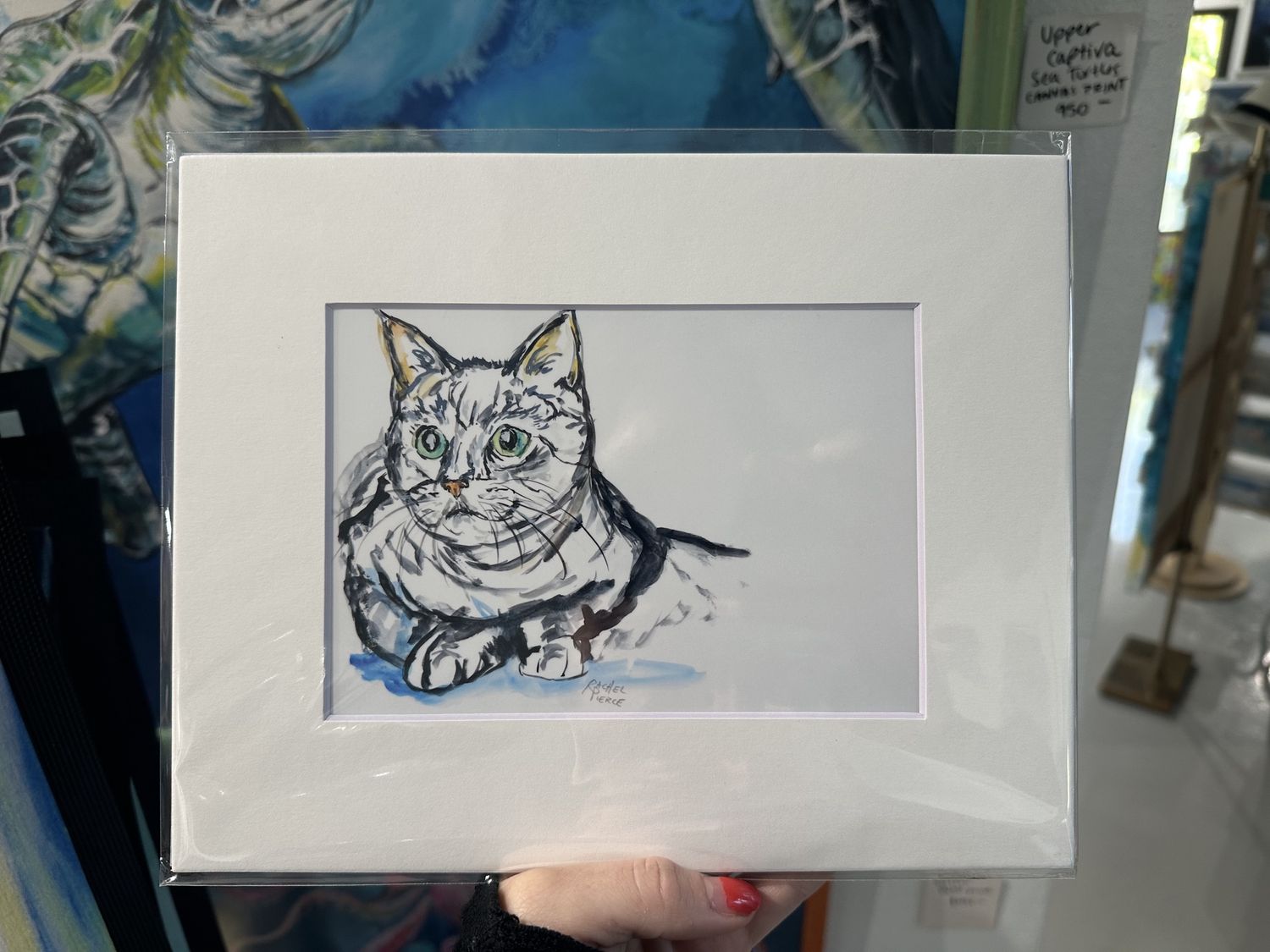 Rachel Pierce &quot;Green Eyed Cat&quot; Matted Print