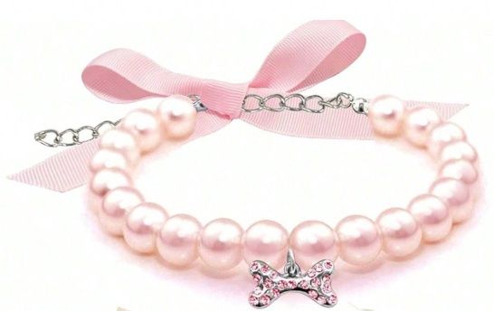 Pearl Collar Necklace With Rhinestone Bone