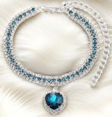 Princess Style Crystal Heart Pendant Pet Collar