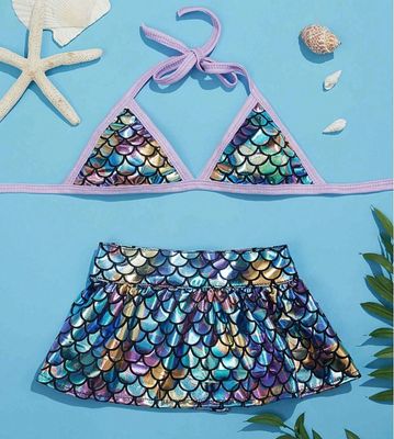 Pet Mermaid Rainbow Bikini Set