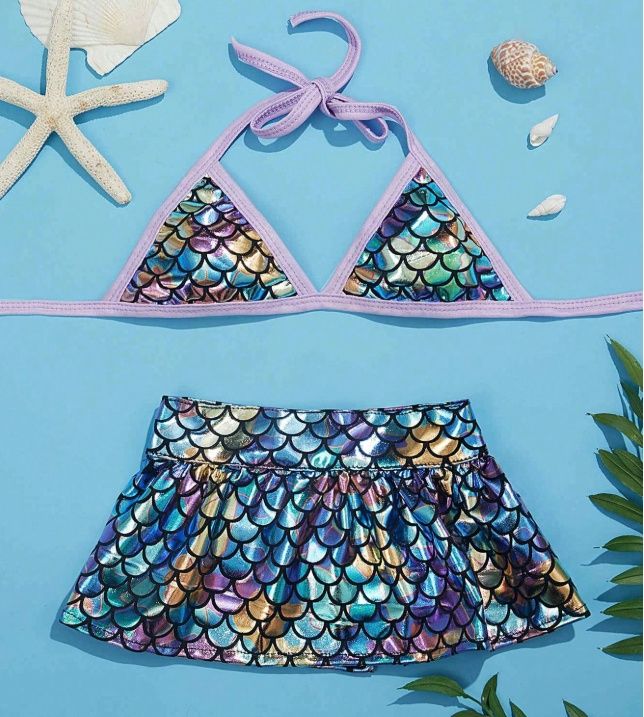 Pet Mermaid Rainbow Bikini Set, Size: XL
