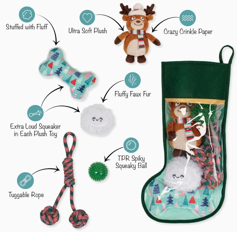 Happy Pawlidays Dog Toy Stocking