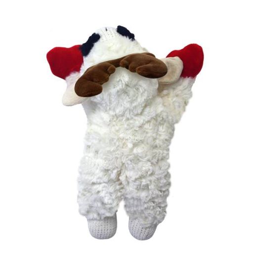 Holiday Lamb Chop with Antlers Plush Dog Toy  Medium