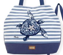 Beach Turtle Starfish Stripe Tote - PB9512