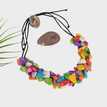 Tagua Necklace Rainbow Wrap