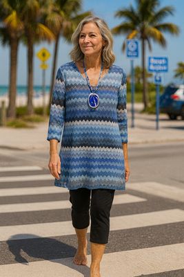 J.Valdi Bell Sleeve Tunic J20526 - Blue Multi