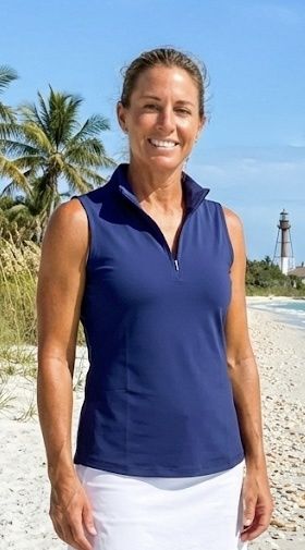 Lulu Zip Sleeveless Top SPX5211S - Navy