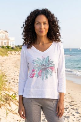 Escape Sunflower Easy V Tee 52641 - White