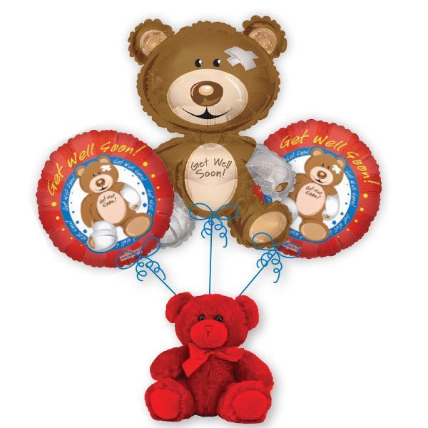 Get Well Bear Balloon Bouquet W/ Plush